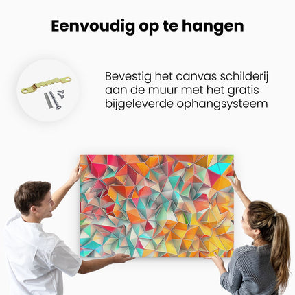 Canvas schilderij ophangen Kleurrijke Driehoeken in de Vorm van Driehoeken