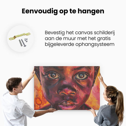 Canvas schilderij ophangen Kunstwerk van het Gezicht van een Kind