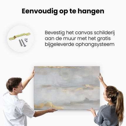 Canvas schilderij ophangen Abstract Kunstwerk met Goud en Zilver