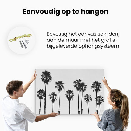 Canvas schilderij ophangen Zwart Wit Beeld van Palmbomen