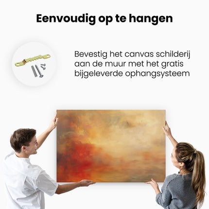 Canvas schilderij ophangen Abstract Kunstwerk met Rode, Gele en Oranje Kleuren