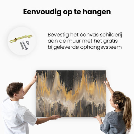 Canvas schilderij ophangen Zwart en Goud Abstract Kunstwerk