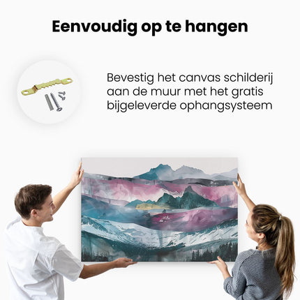 Canvas schilderij ophangen Aquarelkunstwerk van Bergen