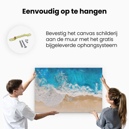Canvas schilderij ophangen Luchtfoto van de Oceaan en het Zand
