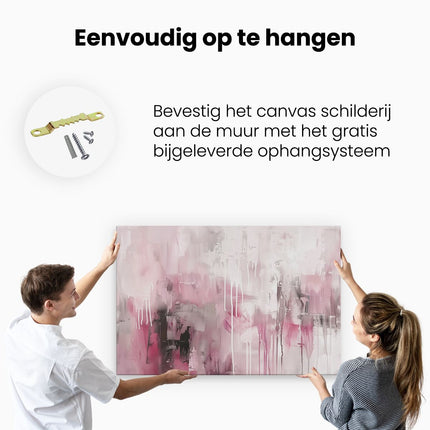 Canvas schilderij ophangen Abstract Kunstwerk in Roze en Zwart