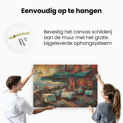 Canvas schilderij ophangen Kunstwerk van Mensen in een Restaurant