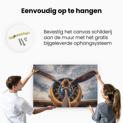 Canvas schilderij ophangen Propeller in een Vliegtuig