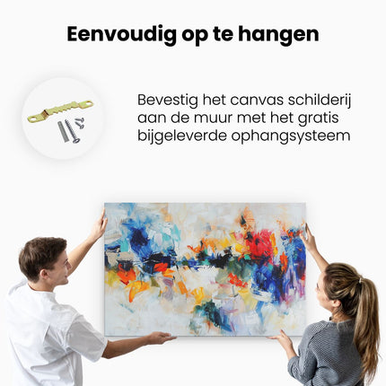 Canvas schilderij ophangen Abstract Kunstwerk met Heldere Kleuren