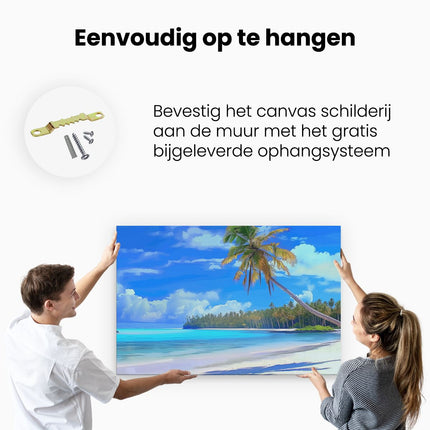 Canvas schilderij ophangen Kunstwerk van een Strand met Palmbomen