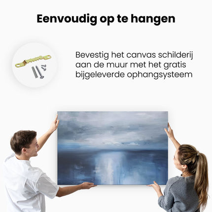 Canvas schilderij ophangen Abstract Kunstwerk van een Blauwe Lucht en Water