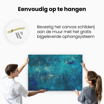 Canvas schilderij ophangen Abstract Kunstwerk met Blauw en Goud
