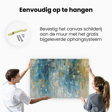 Canvas schilderij ophangen Abstract Kunstwerk in Blauw en Geel