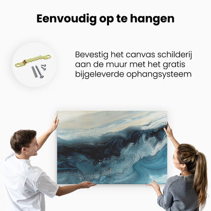 Canvas schilderij ophangen Blauw en Wit Kunstwerk