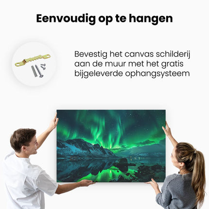 Canvas schilderij ophangen De Aurora Borealis Verlicht de Nachtelijke Hemel
