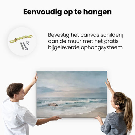 Canvas schilderij ophangen Kunstwerk van Golven op een Strand