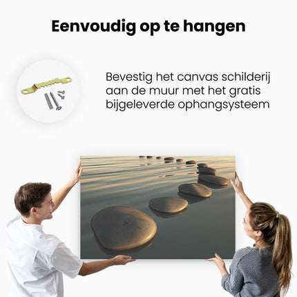 Canvas schilderij ophangen Stenen in Water