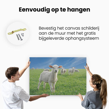 Canvas schilderij ophangen Lammetjes