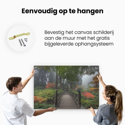Canvas schilderij ophangen Japanse brug