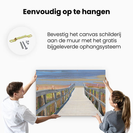 Canvas schilderij ophangen Steiger naar 't Strand