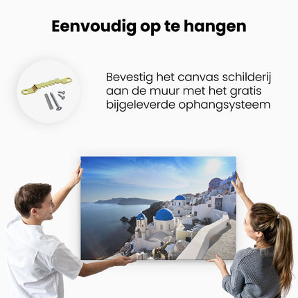 Canvas schilderij ophangen Grieks Dorpje