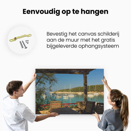 Canvas schilderij ophangen Haven in de Avond