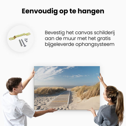 Canvas schilderij ophangen Pad door Duinen