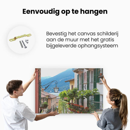 Canvas schilderij ophangen Kleurijk Straatje in Italie