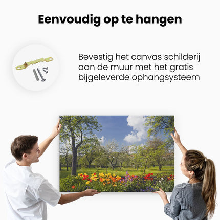 Canvas schilderij ophangen Boomgaard in Bloei