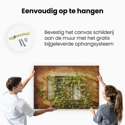 Canvas schilderij ophangen Raam met Luiken