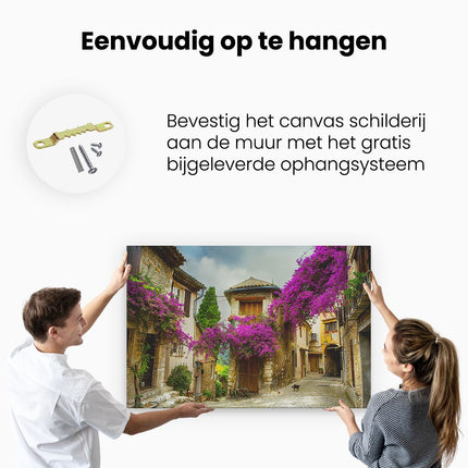 Canvas schilderij ophangen Frans Dorpje
