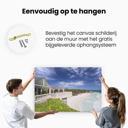 Canvas schilderij ophangen Het Strandhuis