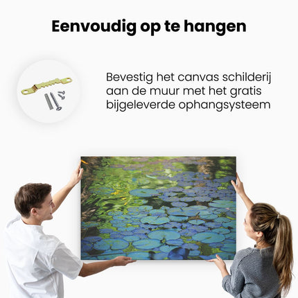 Canvas schilderij ophangen Waterlelies