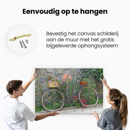 Canvas schilderij ophangen Fiets met Manden