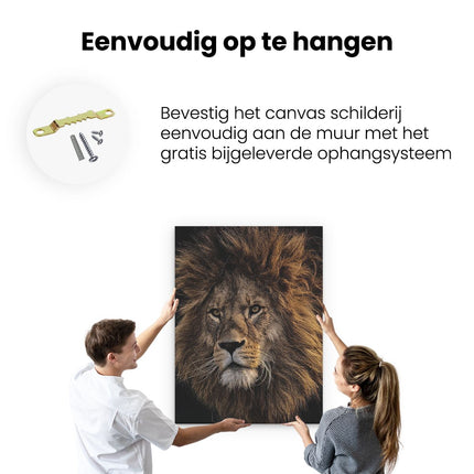 Canvas Schilderij Ophangen Leeuw - Leeuwenkop