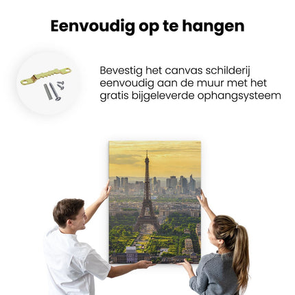 Canvas Schilderij Ophangen Skyline Van Parijs Met De Eiffeltoren