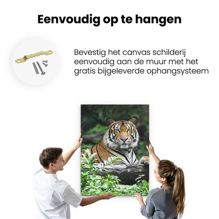 Canvas Schilderij Ophangen Tijger In Het Bos