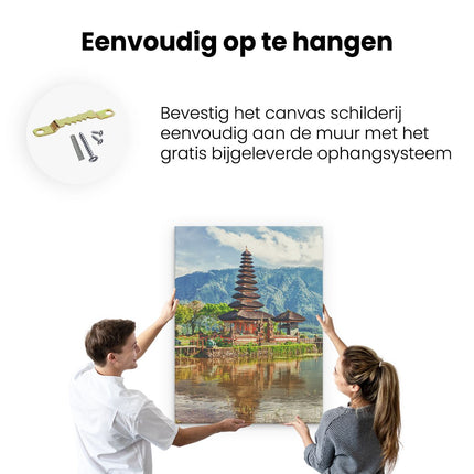 Canvas Schilderij Ophangen Pura Tempel in Bali op het meer Beratan