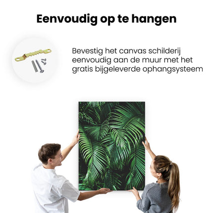 Canvas Schilderij Ophangen Tropische Palm Bladeren - Groen