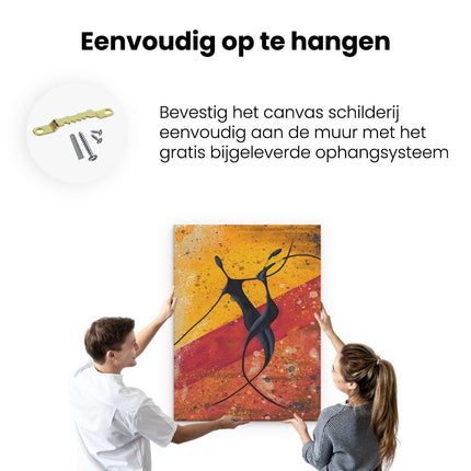 Canvas Schilderij Ophangen Abstracte Kunst - Dansend Afrikaans Paar