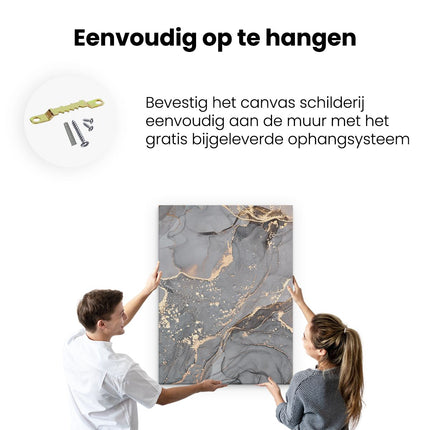 Canvas Schilderij Ophangen Abstracte Luxe Kunst van Marmer met Goud