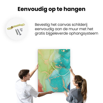 Canvas Schilderij Ophangen Abstracte Kunst - Kleurrijke Marmer