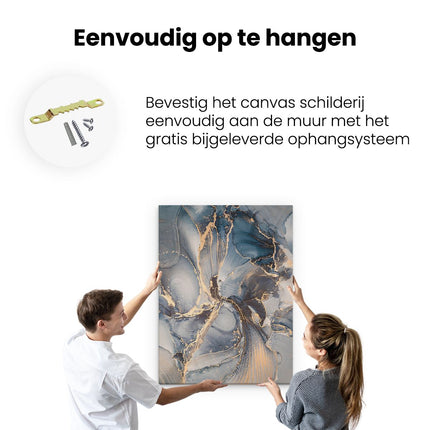 Canvas Schilderij Ophangen Abstracte Luxe Kunst - Zwart met Goud