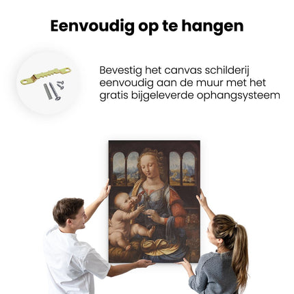 Canvas Schilderij Ophangen Madonna met de Anjer - Leonardo da Vinci