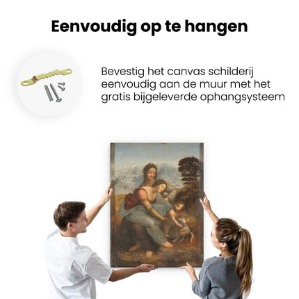 Canvas Schilderij Ophangen Maria met Kind en Sint-Anna - Leonardo da Vinci