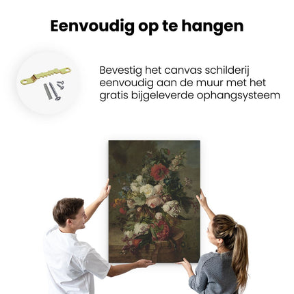 Canvas Schilderij Ophangen Stilleven met Bloemen - Harmanus Uppink