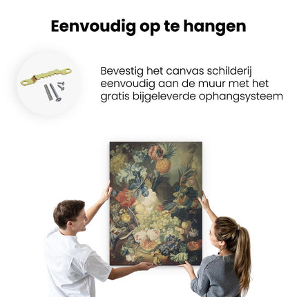 Canvas Schilderij Ophangen Stilleven met Bloemen, Vruchten en Gevogelte - Jan van Os