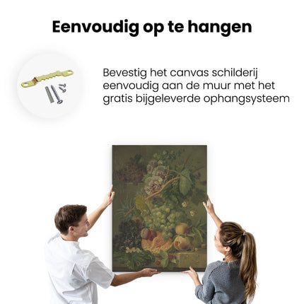 Canvas Schilderij Ophangen Stilleven van Bloemen en Vruchten - Albertus Jonas Brandt