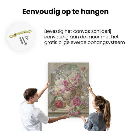 Canvas Schilderij Ophangen Vaas met Bloemen - Pieter van Loo