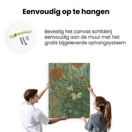 Canvas Schilderij Ophangen Vlinders en Klaprozen - Vincent van Gogh