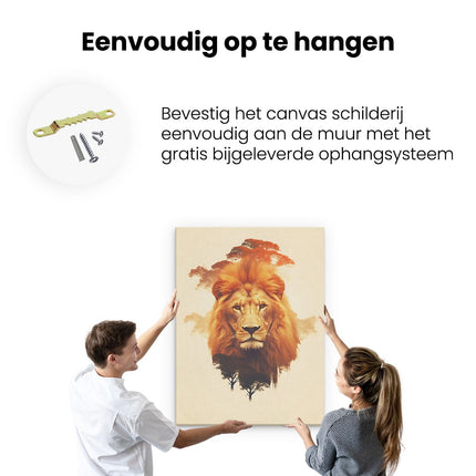 Canvas Schilderij Ophangen Wilde Leeuw